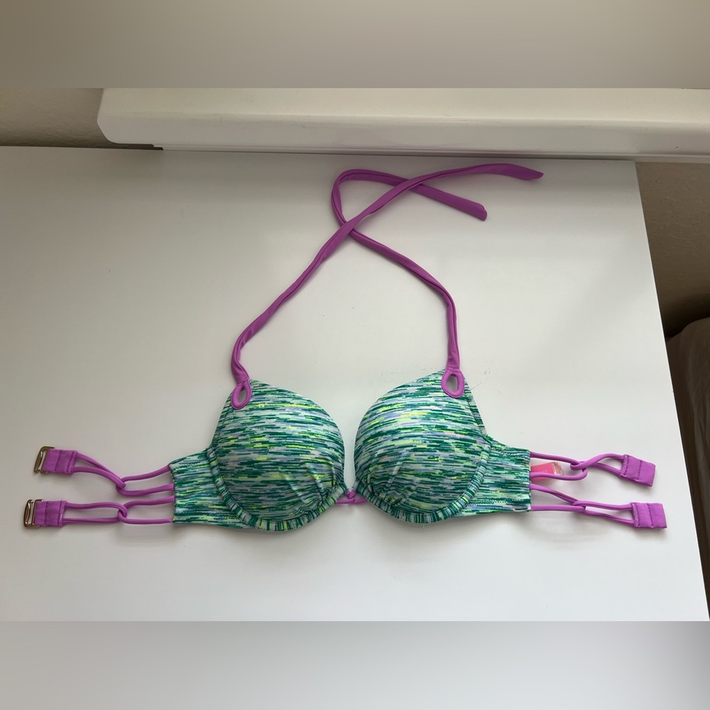Victoria’s Secret Green Padded Push-up Bathing Suit Top Size 34A New Without Tag